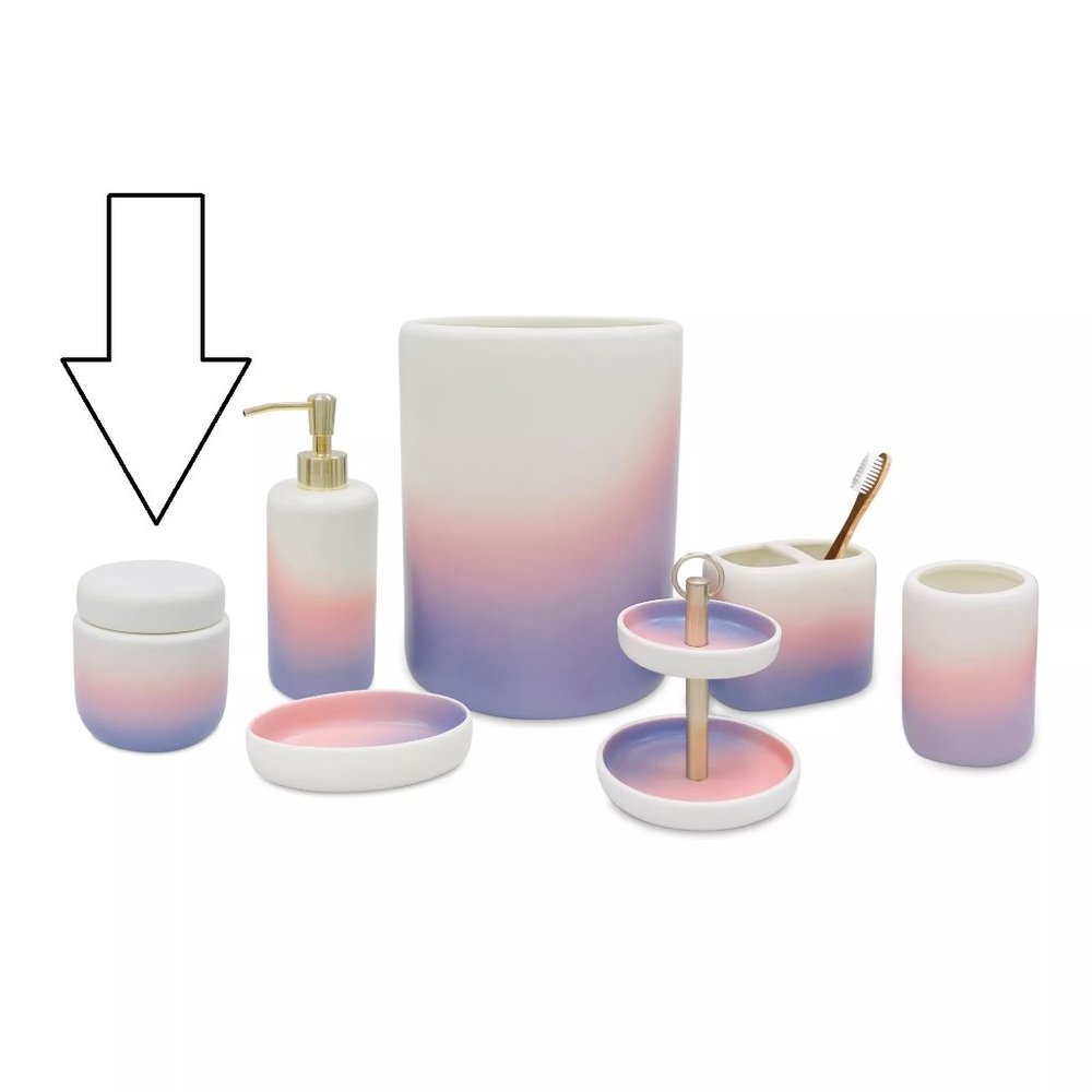 new brand PINK OMBRE Wild Sage Carissa Colorwash Breakable Ceramic JAR w/ Lid - Picture 3 of 4